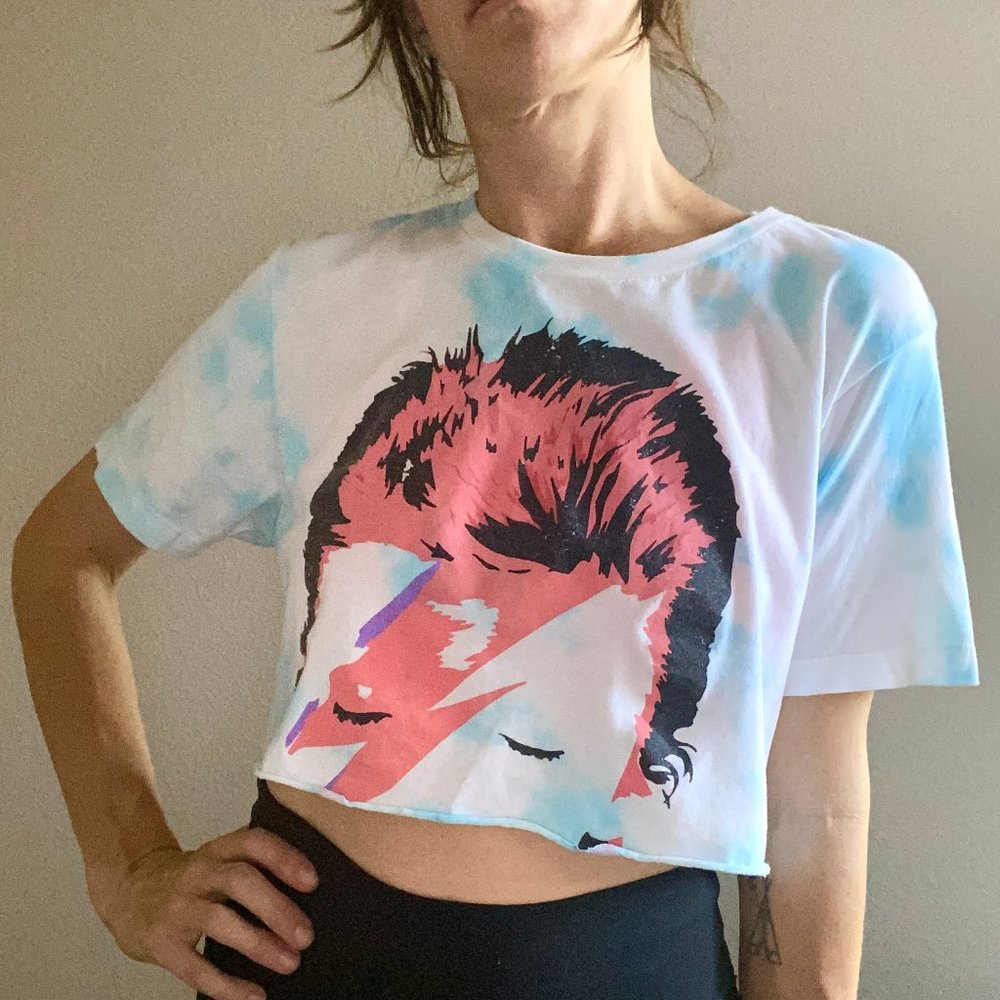 Crop Tie Dye David Bowie Band Tee